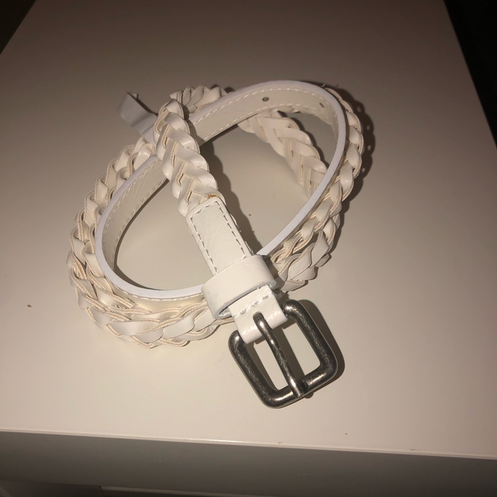 American eagle white braided thin belt